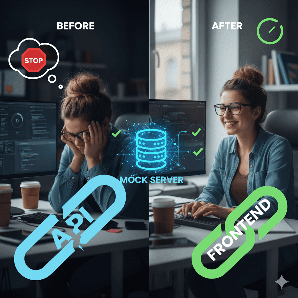 Mock server illustration with interconnected services